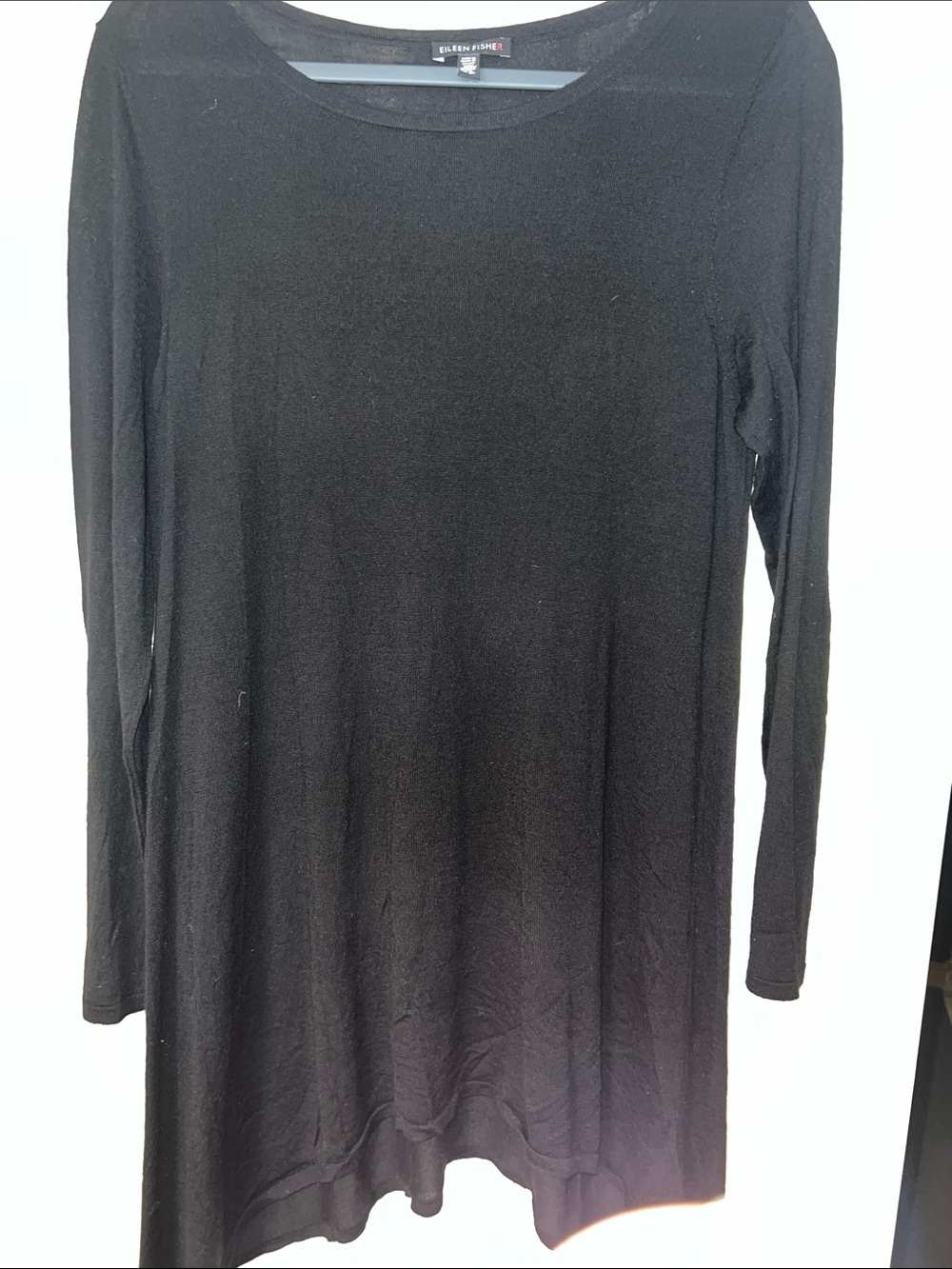 Eileen Fisher Black Scoop-Neck Long-Sleeve Knit Tunic